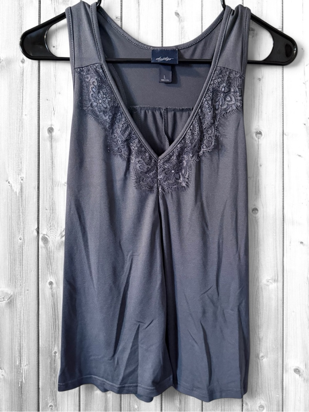 🙋🏻‍♀️Day trip Lace-Trim V-Neck Sleep Tank Top - Slate Gray